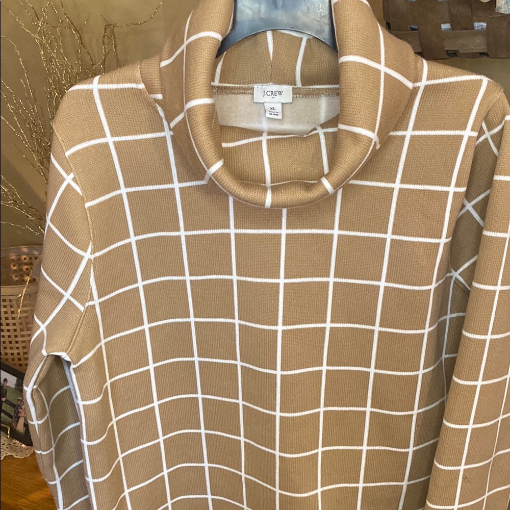 J. Crew Tan and White Sweater